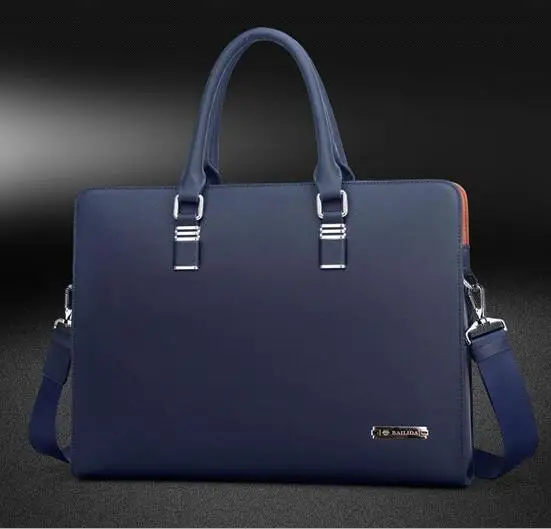 Роскошный деловой мужской портфель из натуральной коровьей кожи, мужская сумка на плечо из натуральной кожи, мужская сумка-мессенджер, сумка для компьютера - Цвет: Синий
