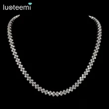 Luoteemi AliExpress Горячая Роман Роскошные 2.75 мм кубический циркон инкрустация Шарм Свадебное колье Цепочки и ожерелья для Для женщин невесты свадебное Колье