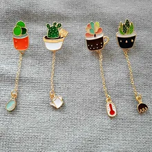 The new fashion Lovely green cactus Bonsai plants Enamel girl brooch free shipping new drip pin badge clothes pins wholesale