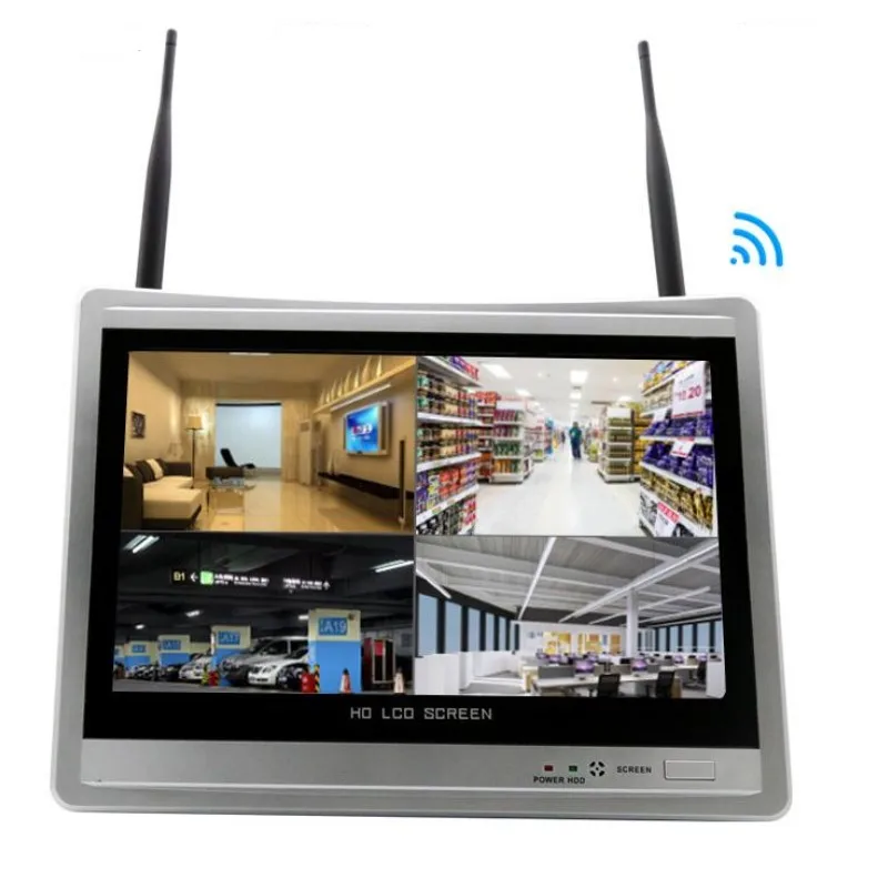 Best 12 Inch LCD Monitor Wireless NVR CCTV Security Camera System 4CH 960P H.265 WiFi NVR Kits 4 Channel CCTV Surveillance Kit 2
