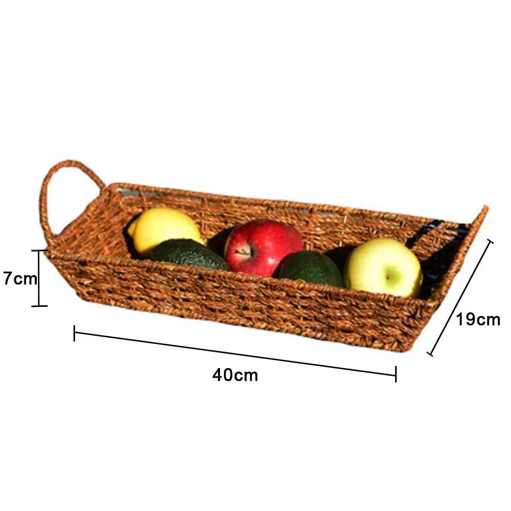 

Weaving Rattan Rectangular Weaving Fruit Bread Vegetables Display Breadbasket Weaving Snack Storage Basket