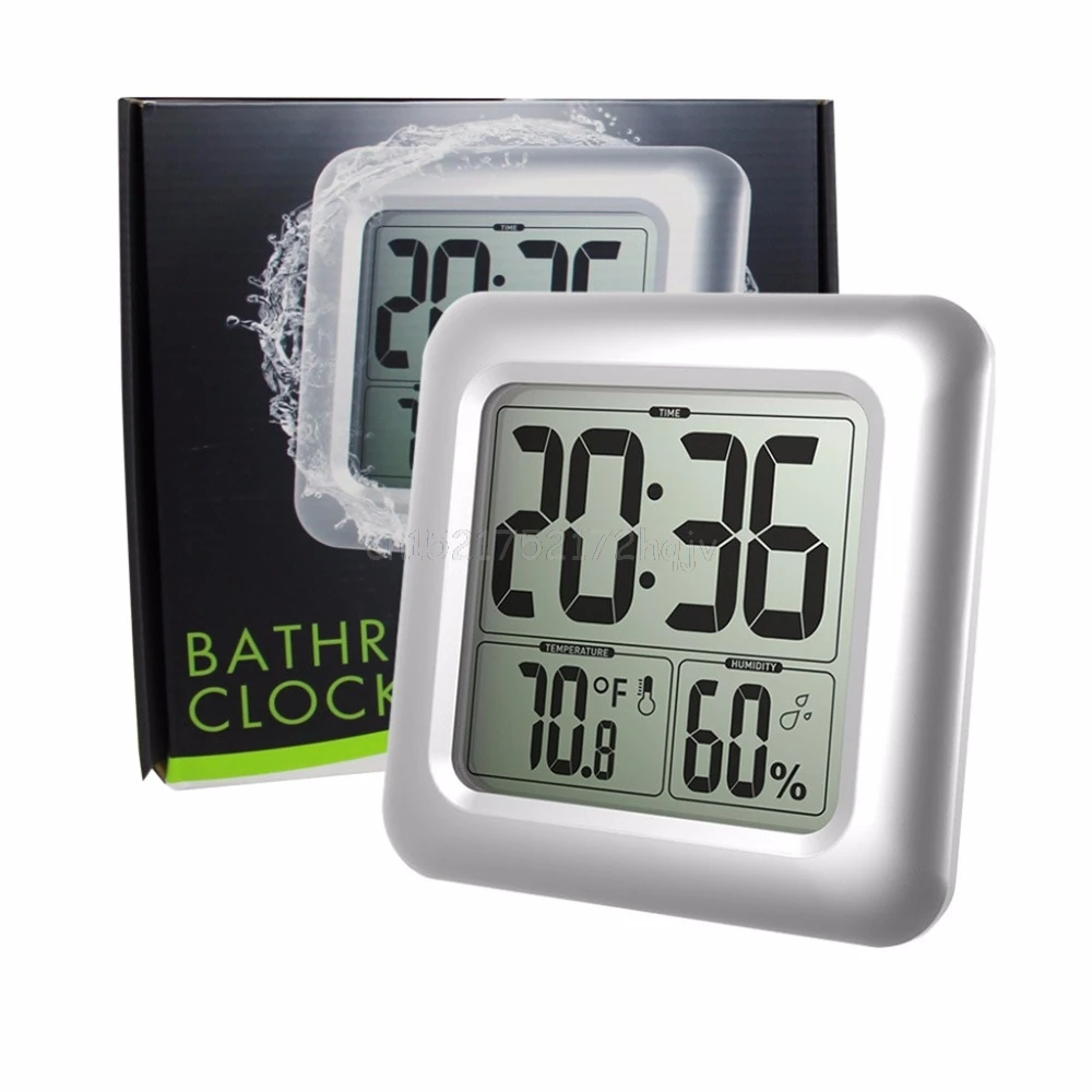 

Waterproof Digital Bathroom Shower Wall Clock Thermometer Humidity Time Display O10 dropship