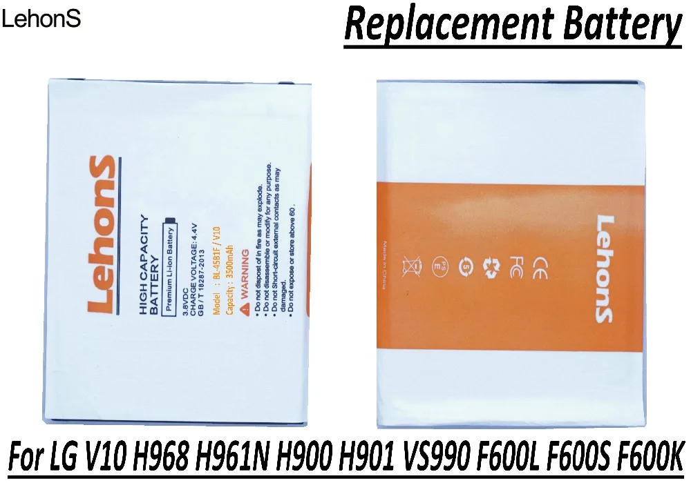 Аккумулятор LehonS 1x для мобильного телефона LG V10 H968 H961N H900 H901 VS990 F600L F600S F600K высокой