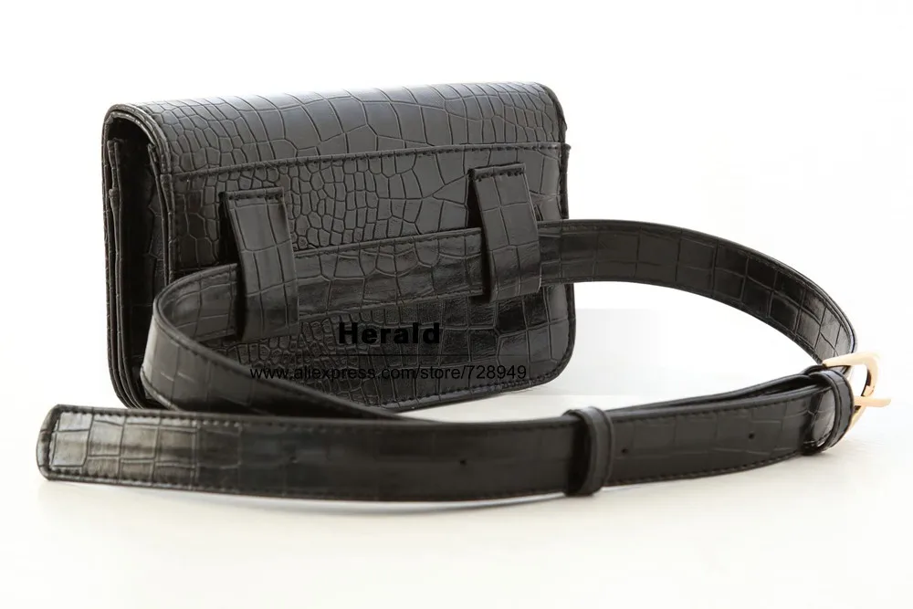 Herald Fashion Women Waist Belt Bag Crocodile PU Leather Belt Pack Waist Bag Small Women Bag Travel Bag Waist Pack Bolsas(3)