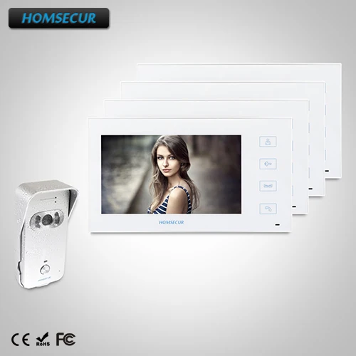 

HOMSECUR 7" Wired Hands-free Video&Audio Smart Doorbell+Touch Button Monitor : TC021-S (Silver) + TM704-W