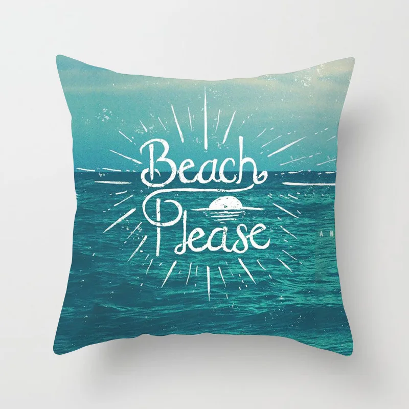 Летние чехлы с изображением моря пляжа кокосовой пальмы, декоративная наволочка для диван-кровать полиэстер Подушка Чехлы для домашнего декора размером 45*45 см