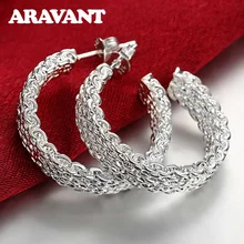 925 серебряные серьги модные плетеные серьги-гвоздики для женщин Свадебные серьги, ювелирные изделия высшего качества