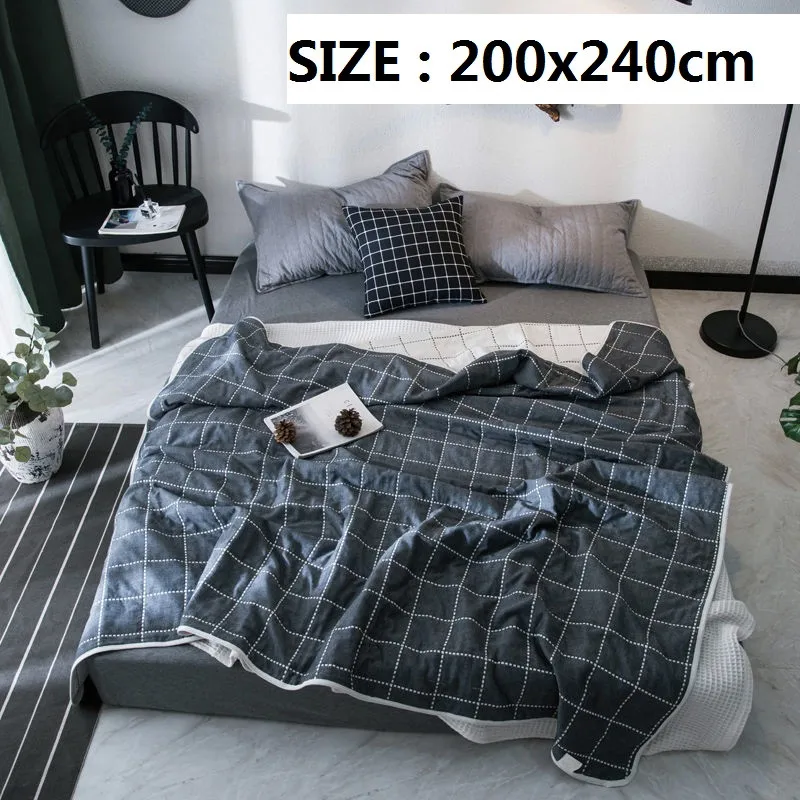 4 размера, муслиновое пеленание для новорожденных, хлопковое банное полотенце, чехол для коляски, летнее дышащее газовое одеяло для сна, многофункциональное детское одеяло - Цвет: navy blue 200x240cm