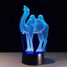 Acrylic LED 3D Stereo Vision Lamp Camel USB Nightlight Indoor Atmosphere Lamp Remote Touch Switch 7 Color Change Bedroom Light