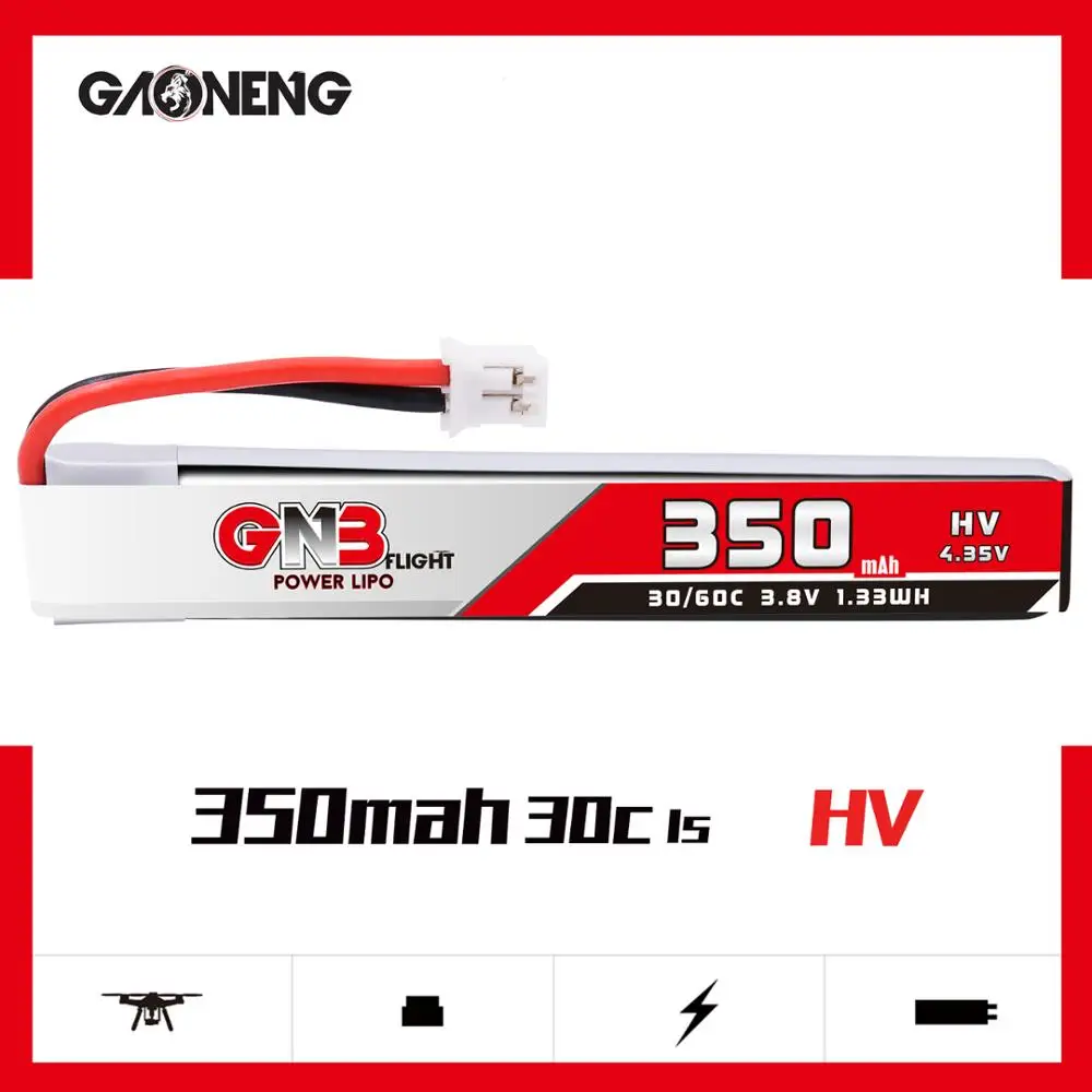 5 шт. GAONENG 1S 350mAh 3,8 V 30C/60C 4,35 V HV Lipo аккумулятор PH2.0 разъем для BetaFPV 65S UK65 Blade индуктрикс UR65 крошечный Дрон Whoop