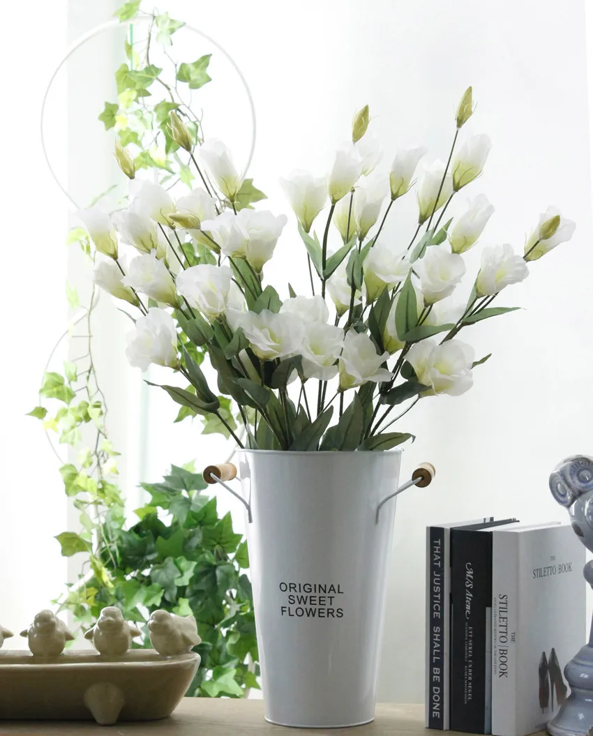 Свадебный букет цветов 7 голов Eustoma Lisianthus шелковые искусственные цветы украшение дома искусственный цветок