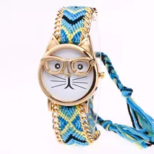 Montre Femme браслет часы милые очки кот для женщин часы Reloj Mujer аналоговые кварцевые платье женские часы Relogio