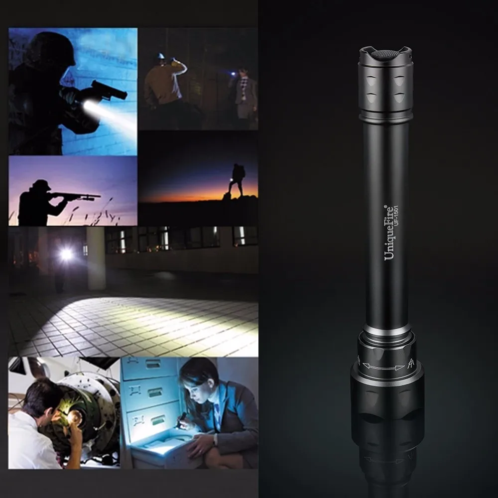 Uniquefire 1501 recharger battery Flashlight  adjustable  LED tactical Torch + Pressure Switch + Gun Mount + two slot charger6