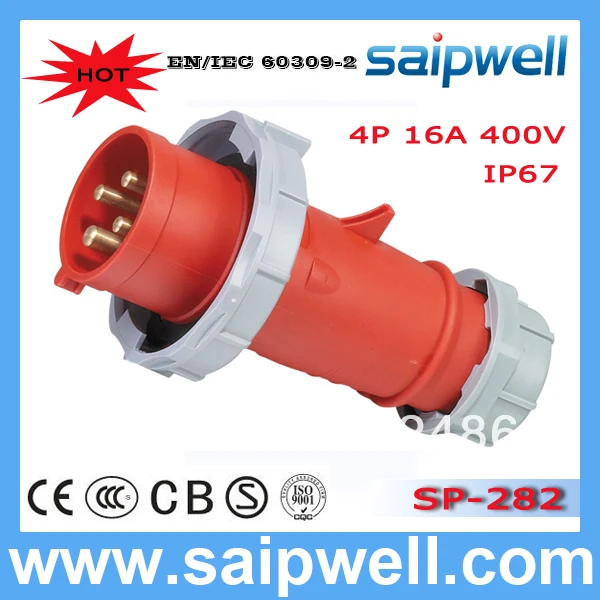 Saip HOT Sale16A IP67 4P + E EN/IEC 60309-2 dc электрические вилки и розетки SP282 | Обустройство дома
