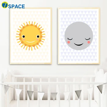 

Cartoon Sun Moon Wall Art Canvas Painting Posters And Prints Nordic Poster Decoration Pictures Kids Room Nursery Art Print Decor