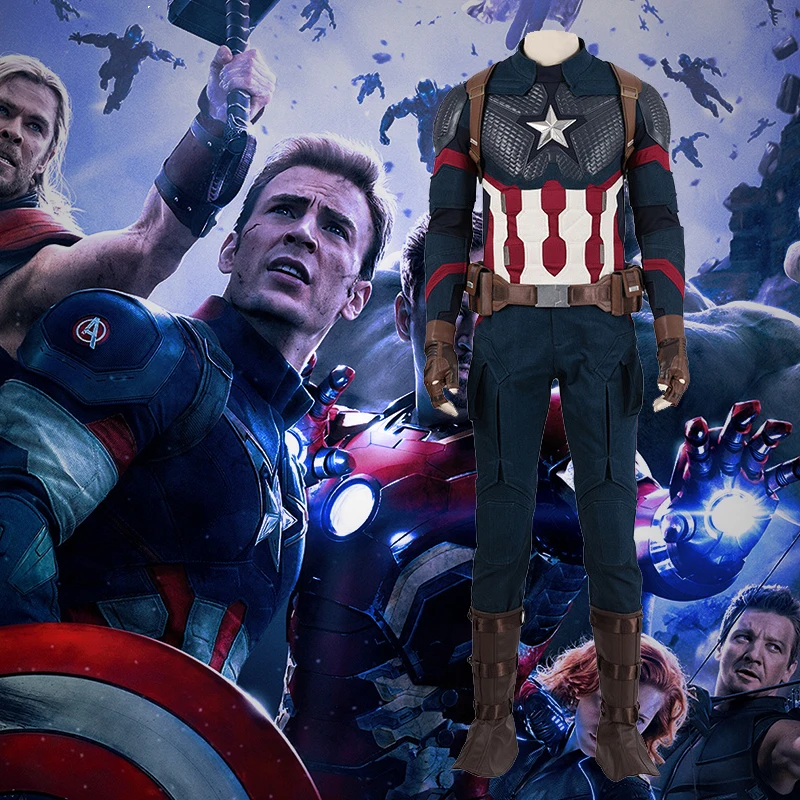 

Avengers 4 Endgame Captain America Costume Steven Rogers Cosplay Quantum Realm Adult Full Set Halloween Christmas Carnival