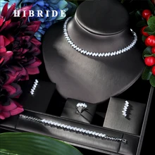 Hibride роскошь цветочный принт 4 шт. ювелирные комплекты dubai для Для женщин свадебные кубический циркон с украшением в виде кристаллов CZ индийский Африканский Свадебный комплект ювелирных изделий N-51