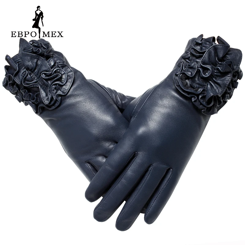 

Genuine Leather gloves Luxury gloves female Fashion leather Popular gloves winter Lady style gloves women Floral design