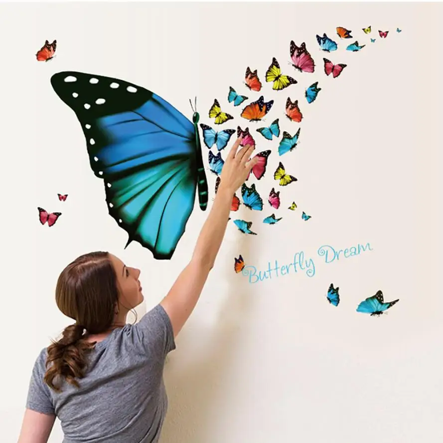 

2018 NEW Wall Sticker Colorful Butterfly Wall Sticker Removable Decals Art Living Room Decors JULY10