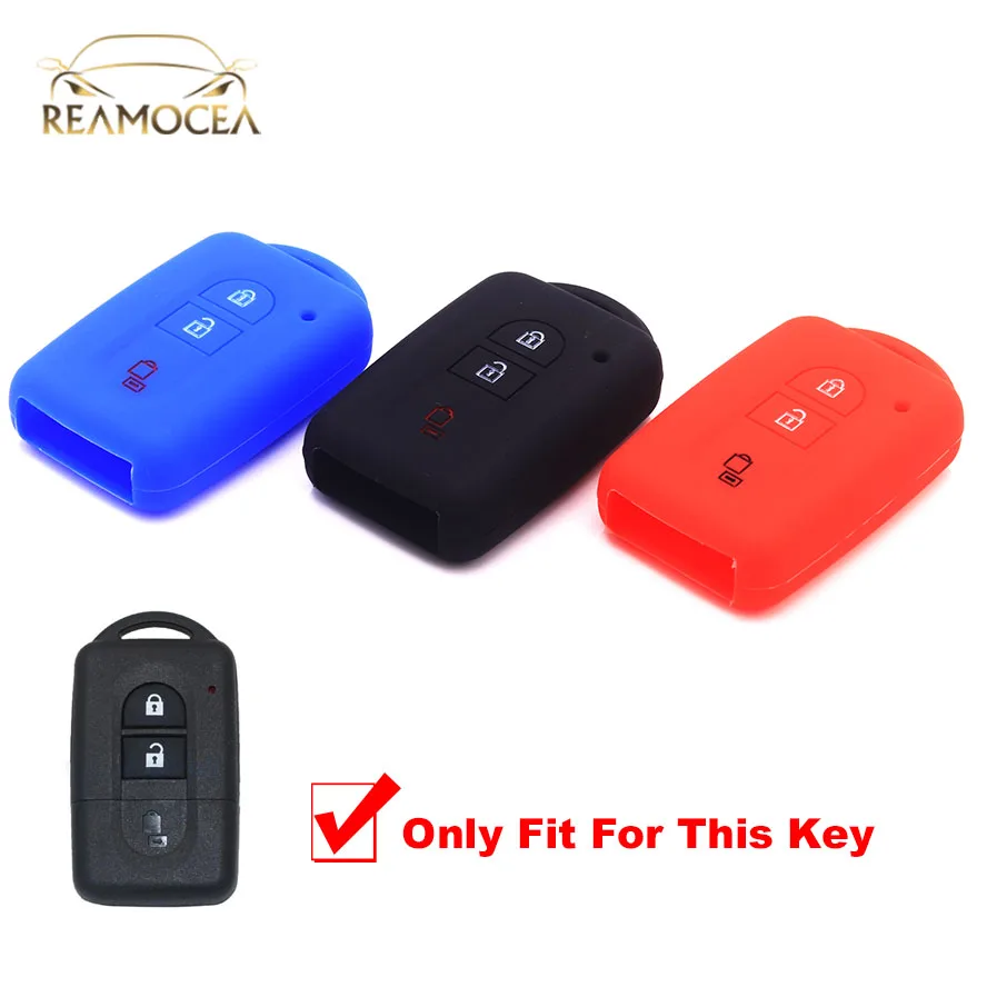 

Reamocea 3 Buttons Silicone Fob Shell Car Key Silicone Case Cover Fit for For Nissan Qashqai X-Trail T31 Micra K12 Tiida 2017
