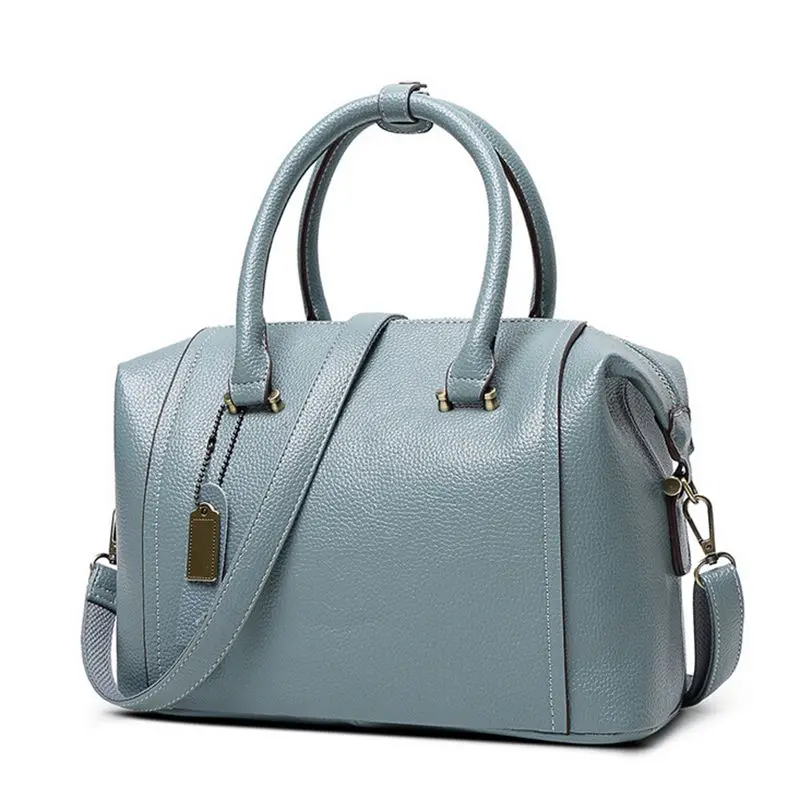 Genuine Leather Women's Boston Bag 2017 New European Boston Handbag Solid Color Cowhide Women Messenger Bag sac a main C40-391
