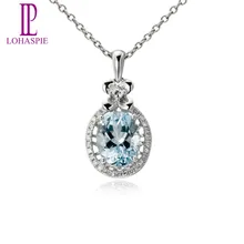 Lohaspie драгоценный камень, драгоценный камень, 18K 750, белое золото, натуральный 1.65ct подвеска(кулон) цвета морской волны, камень, ювелирные изделия для дня рождения марта