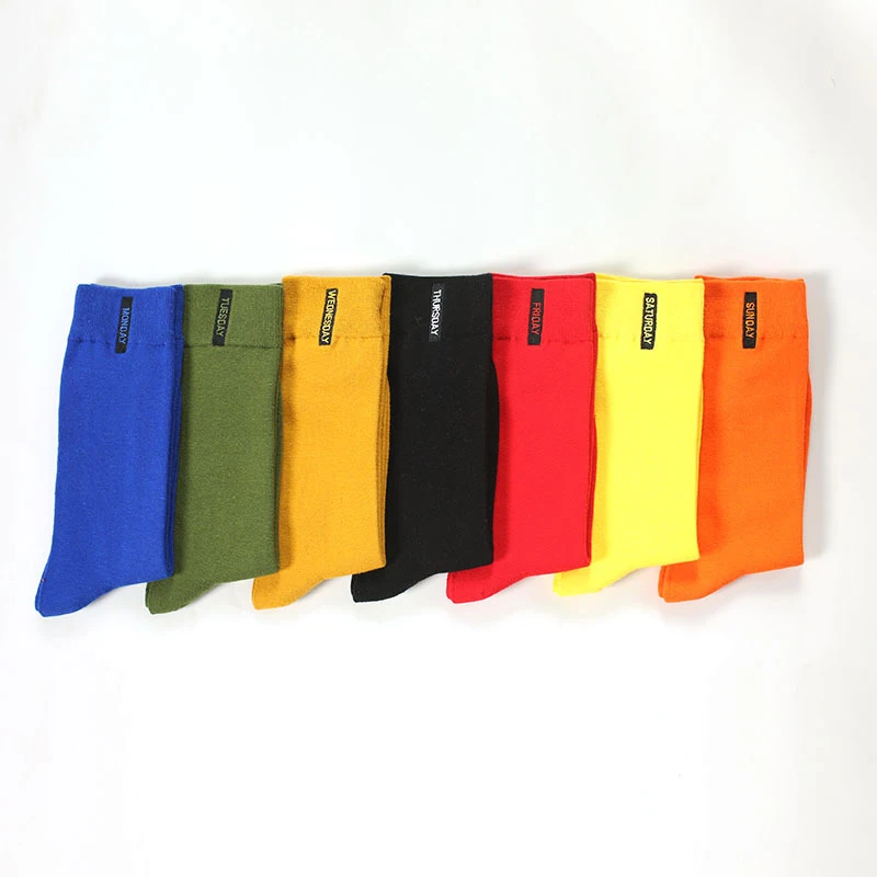 

Men Cotton Socks Fashion Weekly Solid Color Business Casual British Style Socks Hip Hop