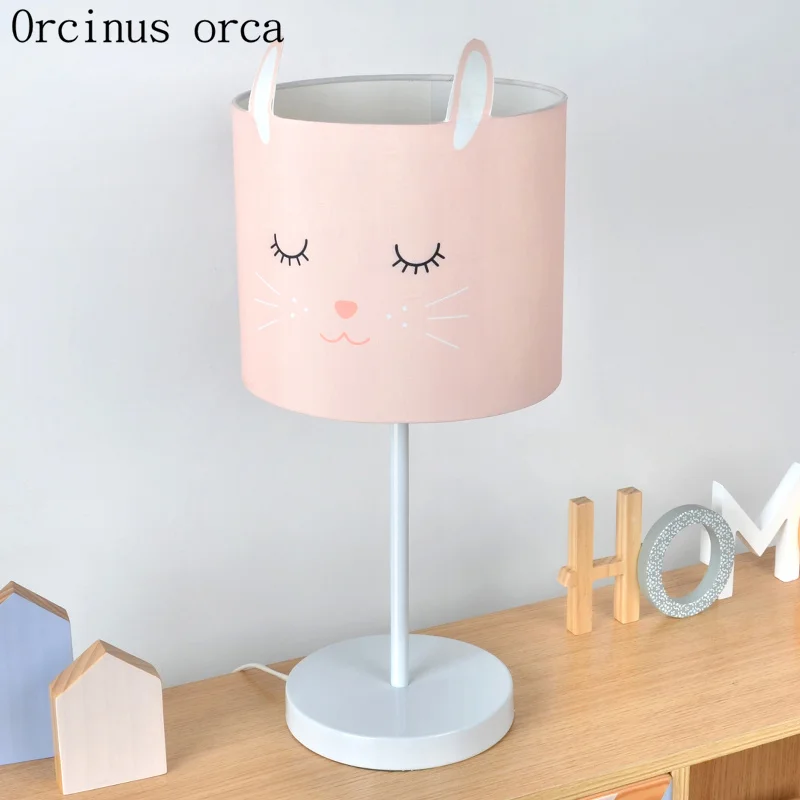 Cartoon creative rabbit pink table lamp 