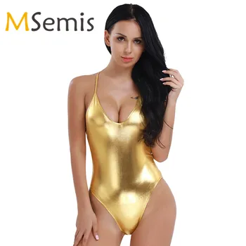 

2018 Women Adult Ballet Dress Patent Leather Strap High Cut Ballet Bodysuit Thong Monokini Bodycon Gymnastics Leotards for Women