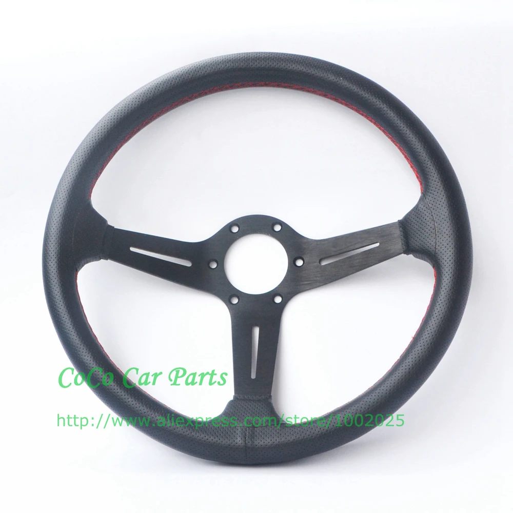 High Quality Leather With Small Holes Rivet Car Steering Wheel 14 Inch