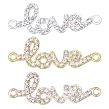 6 pcs conector amor pulseira de ouro e prata cartas de AMOR que faz a mão colar jóias encontrar acessórios DIY 14*40 * 2mm