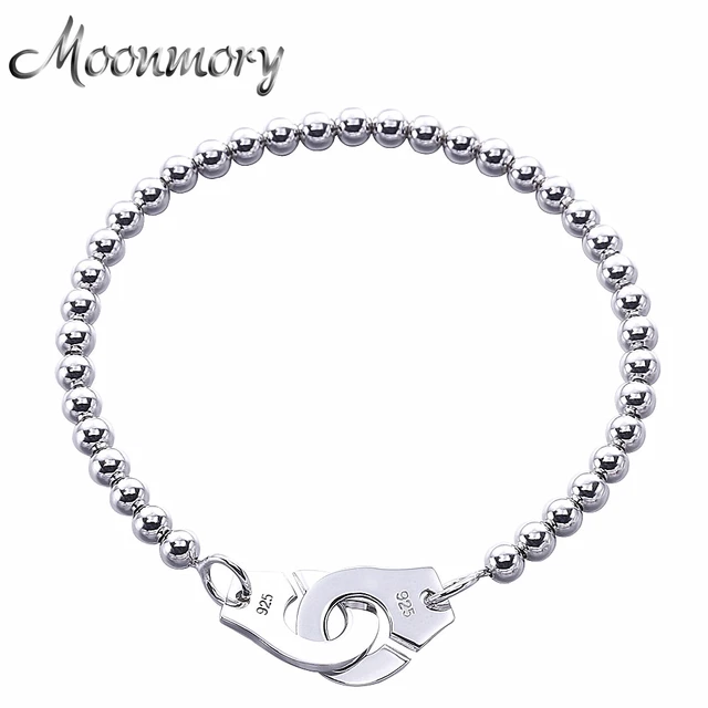 Moonmory France Por 925 Sterling Silver Handcuff Bracelet For Moonmory France Por 925 Sterling Silver Handcuff Bracelet For Women Many Beads Chain