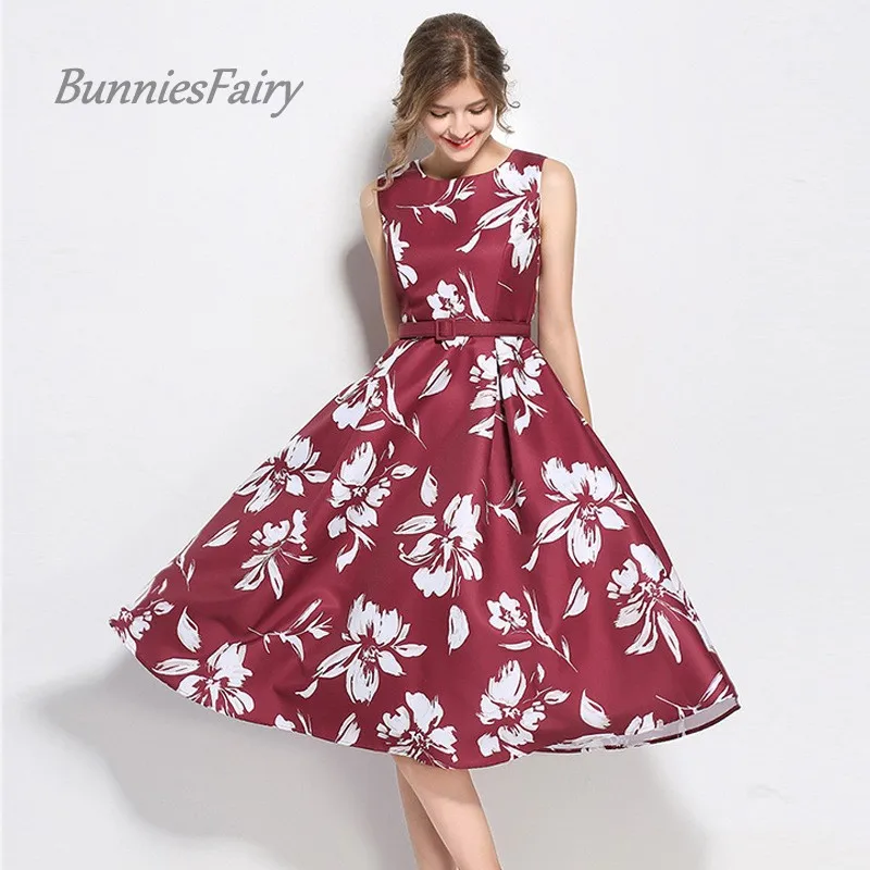 BunniesFairy 2017 летнее винтажное свободное платье в стиле знаменитостей с цветочным