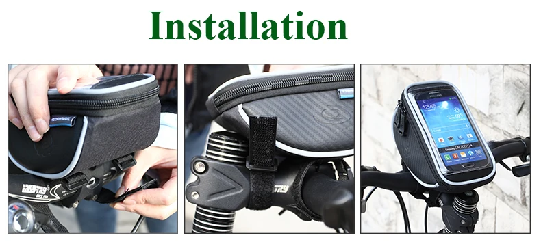 Sale ROSWHEEL Bike handlebar phone bag Bicycle Cycling Frame Bag Panniers Waterproof Handlebar Touchscreen Phone Case Pouch 11810 4