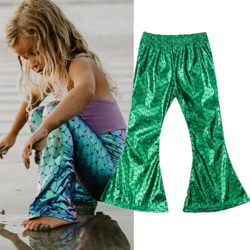 Ladies Gym Leggings Mermaid Fish Scale Slim Skinny Pants Trousers Shiny Metallic