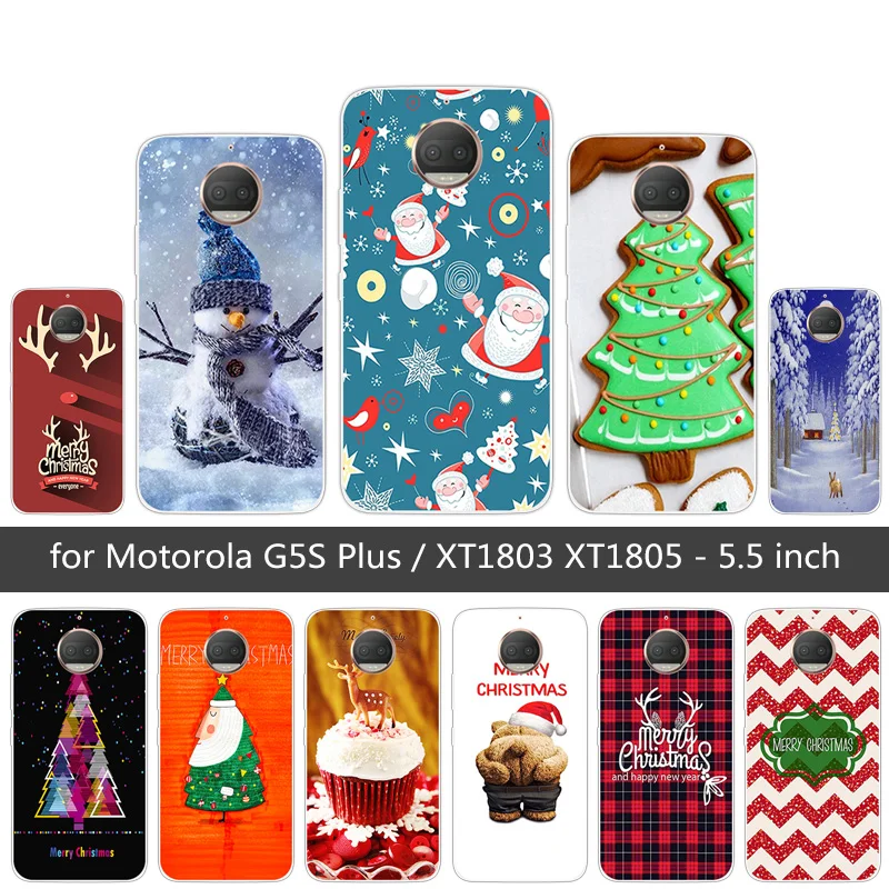 TPU для Motorola Moto G5S Plus чехол телефона с Рождеством XT1806 XT1802 XT1803 XT1805 XT1804 |
