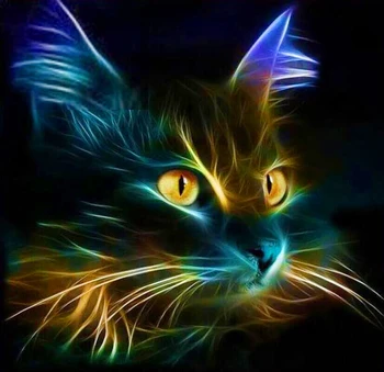 

Diamond Painting Kitten DIY 3D Diamond Embroidery Cartoon Black Cat Sets For Embroidery With Beads Shine Mosaic Drawings