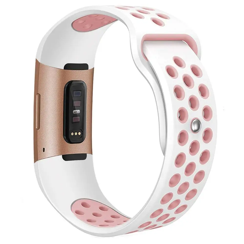 White Pink Ktab смарт-аксессуары ремешок для часов Fitbit Charge 3 регулируемый спортивный силиконовый аксессуар наручный ремешок для часов для Charge3 SE полос - Цвет: White Pink