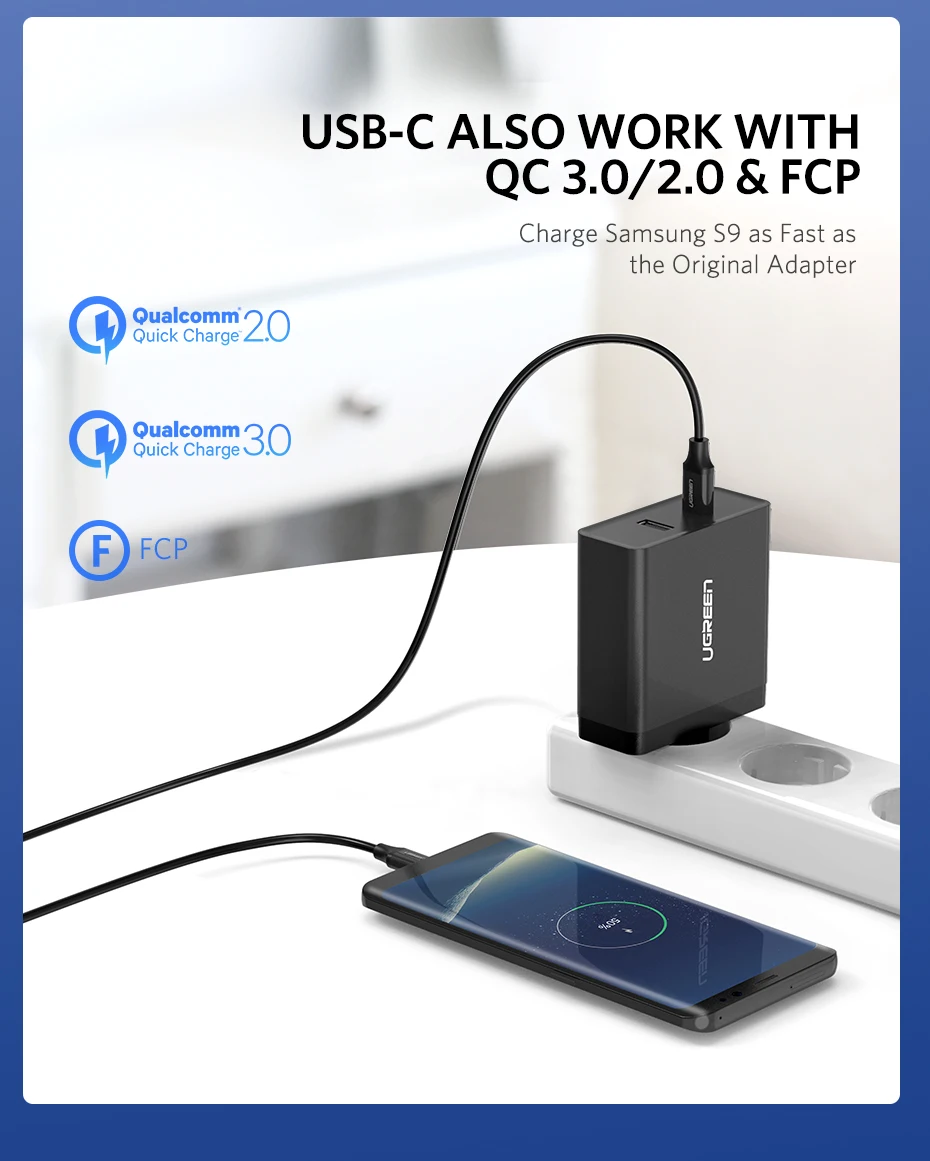 Ugreen USB зарядное устройство PD 45 Вт быстрое зарядное устройство для iPhone X 8 Быстрая зарядка 3,0 для телефона Xiaomi зарядное устройство для MacBook Pro nintendo Switch