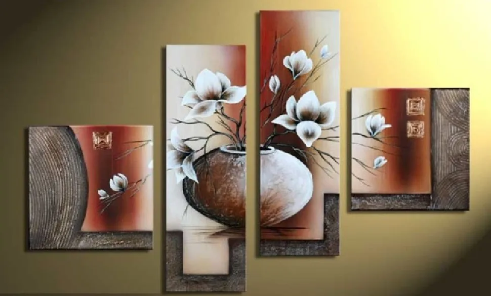 handpainted wall art 4 piece for home decor modern abstract oil