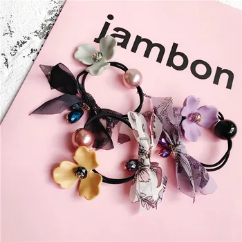 

Women Lady Fashion Elastic Hair Ring Flower Hair Rubber bands Rope pearls Headbands Ties Hair Accessories for Women & Girls