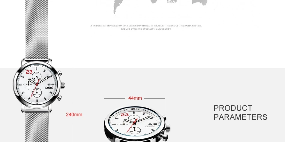 Sinobi хронограф мужские часы повседневные спортивные наручные часы календарь Милан сетка нержавеющая сталь высокое качество кварцевые часы мужской подарок