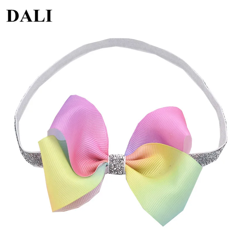 

Baby Menina Rainbow Headbands Sliver Sparkly Gradient Bow Hairbands Children Newborn Toddler Elastic Girls Headbands For Baby