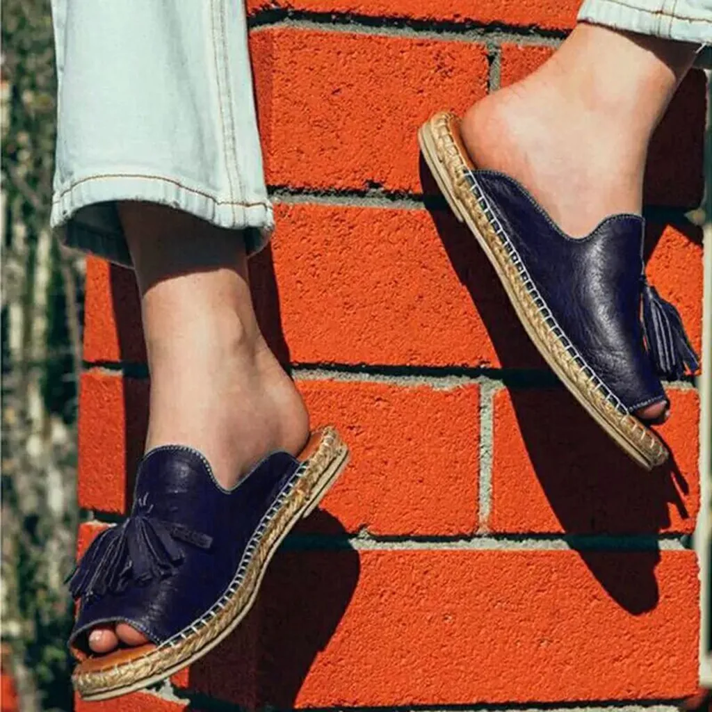 

Woman Sandals 2019 Summer Vintage Flat Casual Slip On Peep Toe Roman Slipper Shoes Sandals Sandals On The Platform Shoes