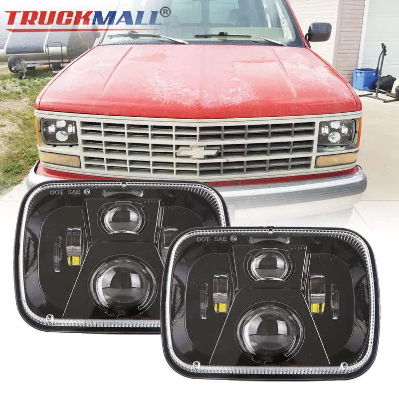 

For Jeep Wrangler YJ Cherokee XJ Black 5x7 LED 12V 24V Headlights 6x7 LED Projector Truck Headlamp H6054 6054 Led Headlight