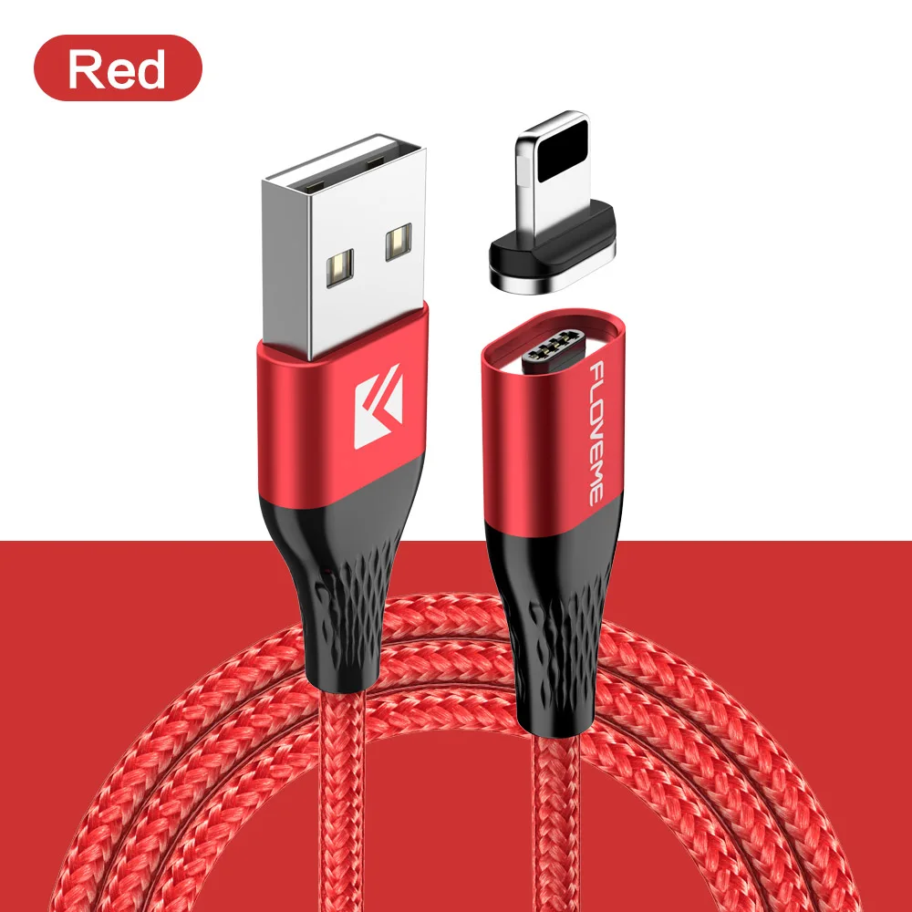 FLOVEME 3A магнитный кабель USB Тип Кабеля C Micro USB кабель для iPhone 1м провод для быстрого заряда светодиодный магнитная зарядка - Цвет: Red Cable