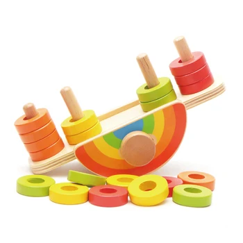 

Wooden Children's Balance Game Puzzles Early Education Childrens Day Gift Baby Montessori Toy Wooden Colorful Bead Seesaw