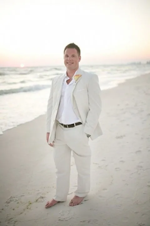 Лето 2016 пляж свадебное белье Для мужчин Костюмы Slim Fit Best человек Смокинги для женихов индивидуальные дружки одежда 2 шт. куртка + Брюки для