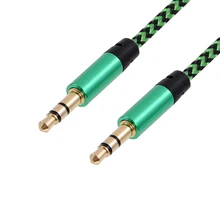 FFFAS 1m Nylon Aux Cable Male to Male 3.5mm Jack Auto Car Audio Cable Gold Plug Kabel line Cord For Iphone Xiaomi Speaker PC
