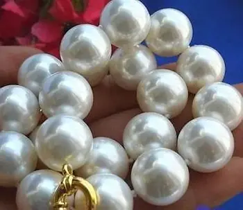

Hot sale new Style >>>>>18 mm WHITE ROUND SOUTH SEA SHELL PEARL NECKLACE 18"